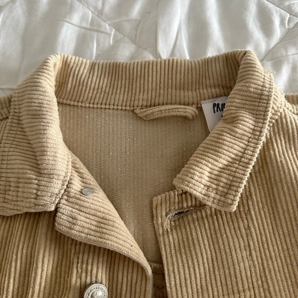 princess polly beige western corduroy button up jacket